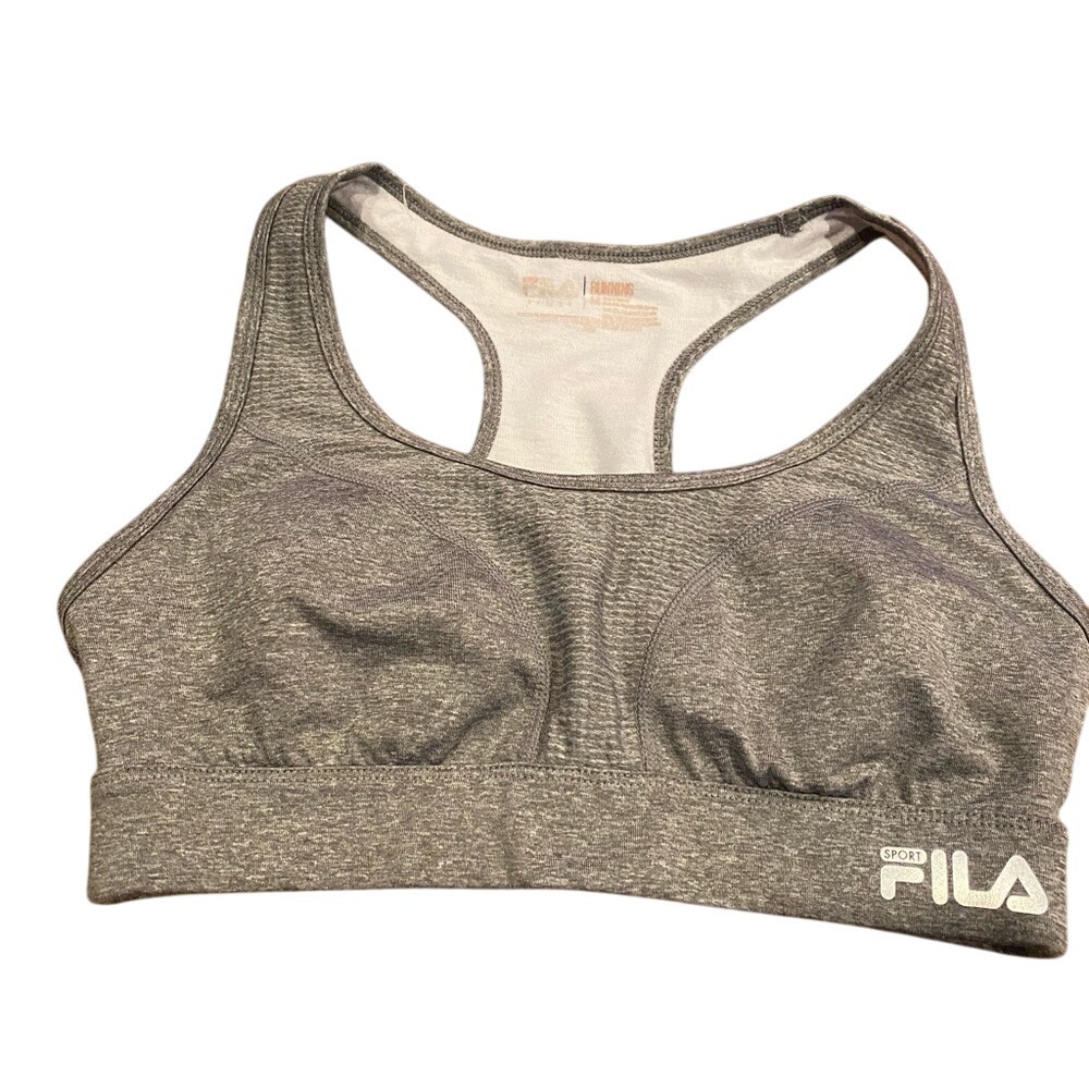 Fila Sport‎ Running Gray Heathered Racerback Sports Bra Workout Gym
